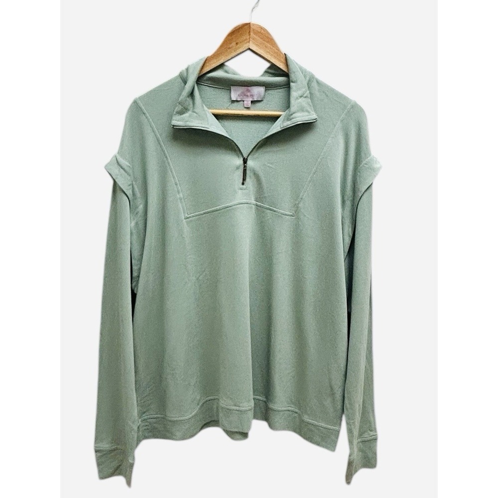 Laurie Felt Half-Zip French Terry Shirt XL Faded Sage Green‎ Pullover